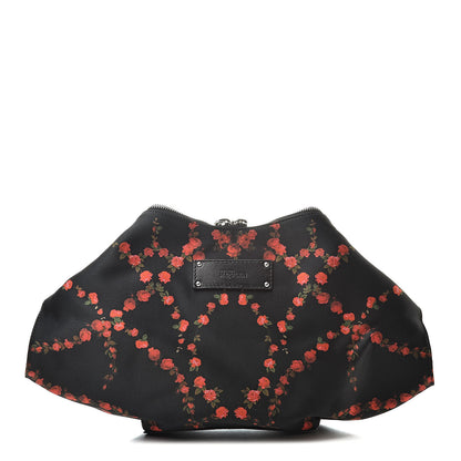 Alexander McQueen Silk Printed Roses De Manta Clutch Black Red 1 of 7