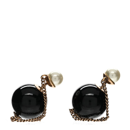 Christian Dior Pearl Mise En Dior Tribal Chain Earrings Black White 1 of 4