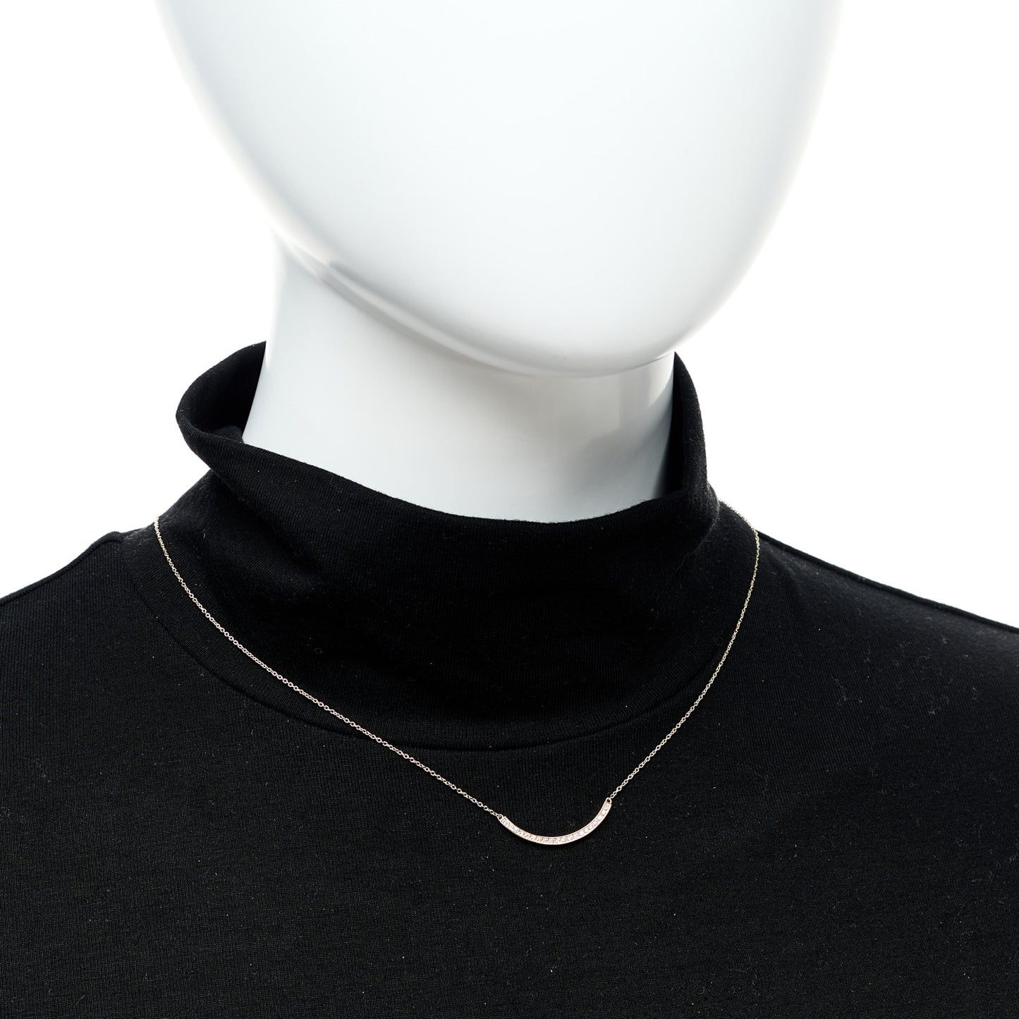 18K Yellow Gold Diamond Curved Stick Pendant Necklace