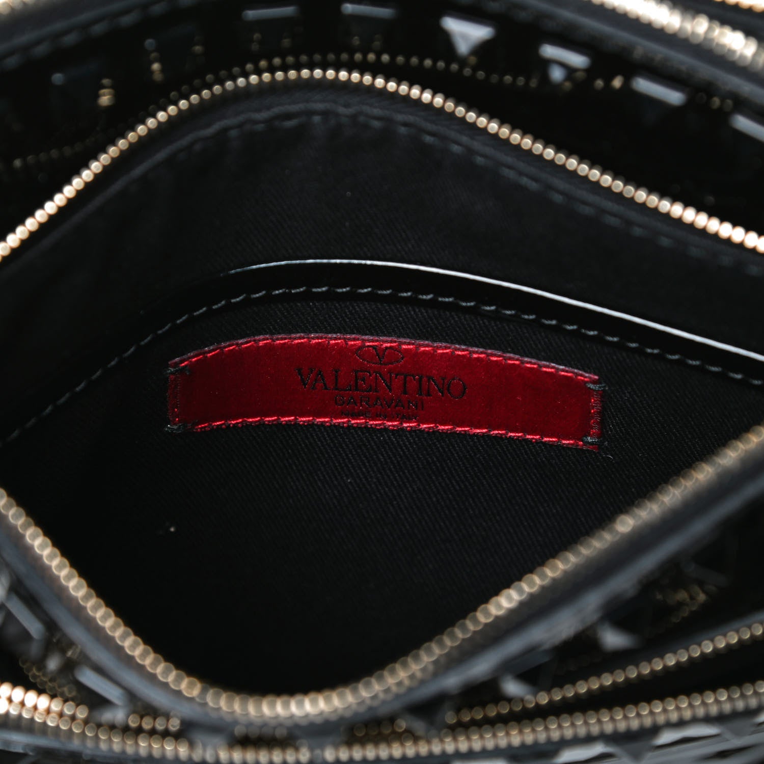 Valentino Garavani Patent Calfskin Rockstud Crossbody Pouch Bag Black 5 of 12