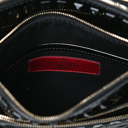 Valentino Garavani Patent Calfskin Rockstud Crossbody Pouch Bag Black 5 of 12