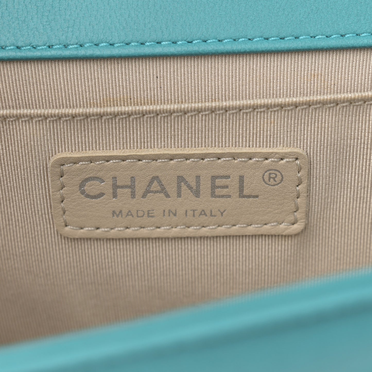 Calfskin Quilted Medium Boy Flap Turquoise