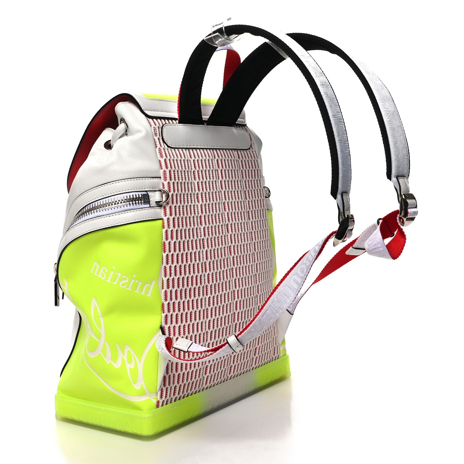 Christian Louboutin Calfskin Explorafunk Backpack Bianco Fluo Yellow 3 of 11