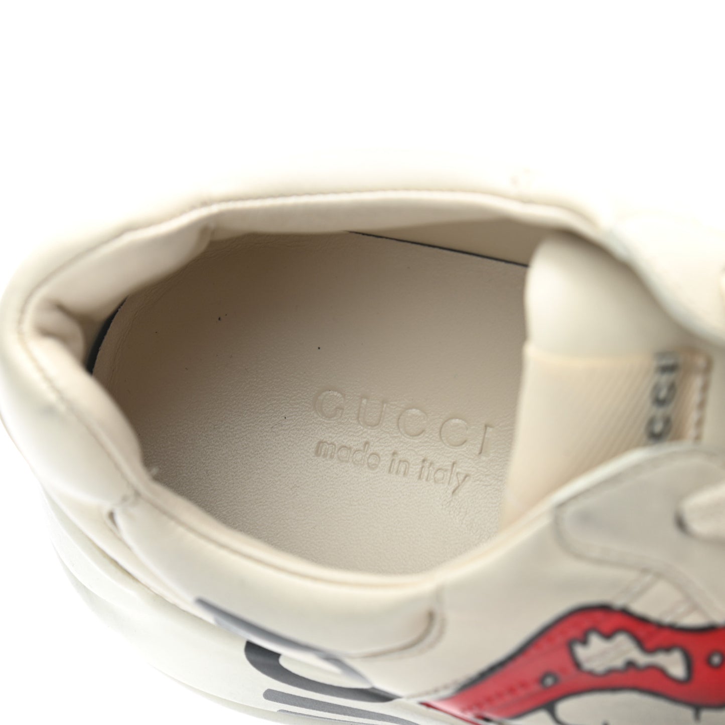 Calfskin Mouth Print Womens Rhyton Sneakers 38 Ivory
