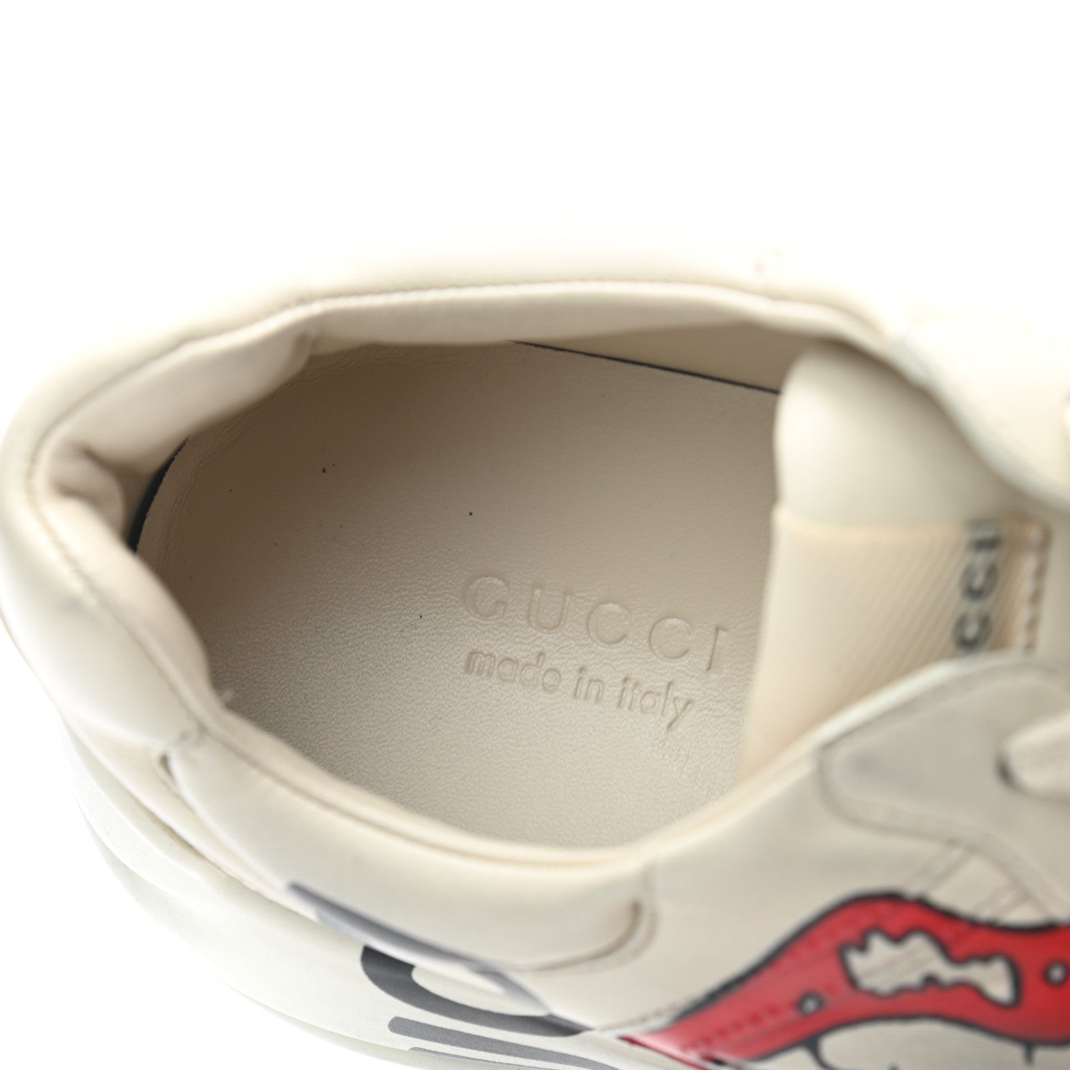 Gucci Calfskin Mouth Print Womens Rhyton Sneakers 38 Ivory 9 of 9
