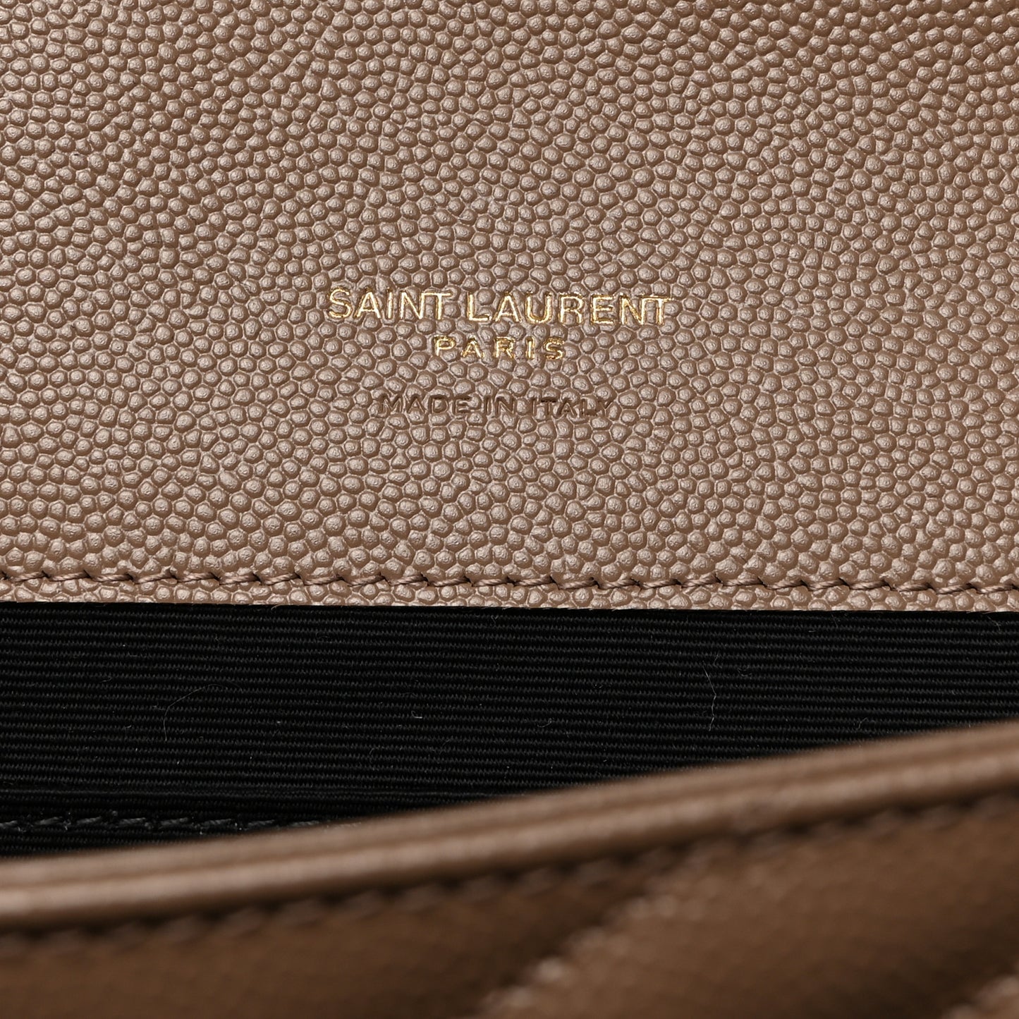 Grain De Poudre Matelasse Chevron Monogram Cassandre Flap Pouch Taupe