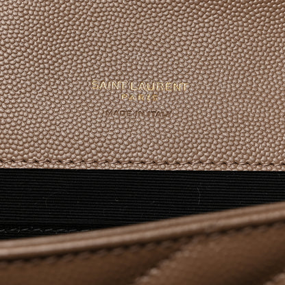 Saint Laurent Grain De Poudre Matelasse Chevron Monogram Cassandre Flap Pouch Taupe 6 of 8