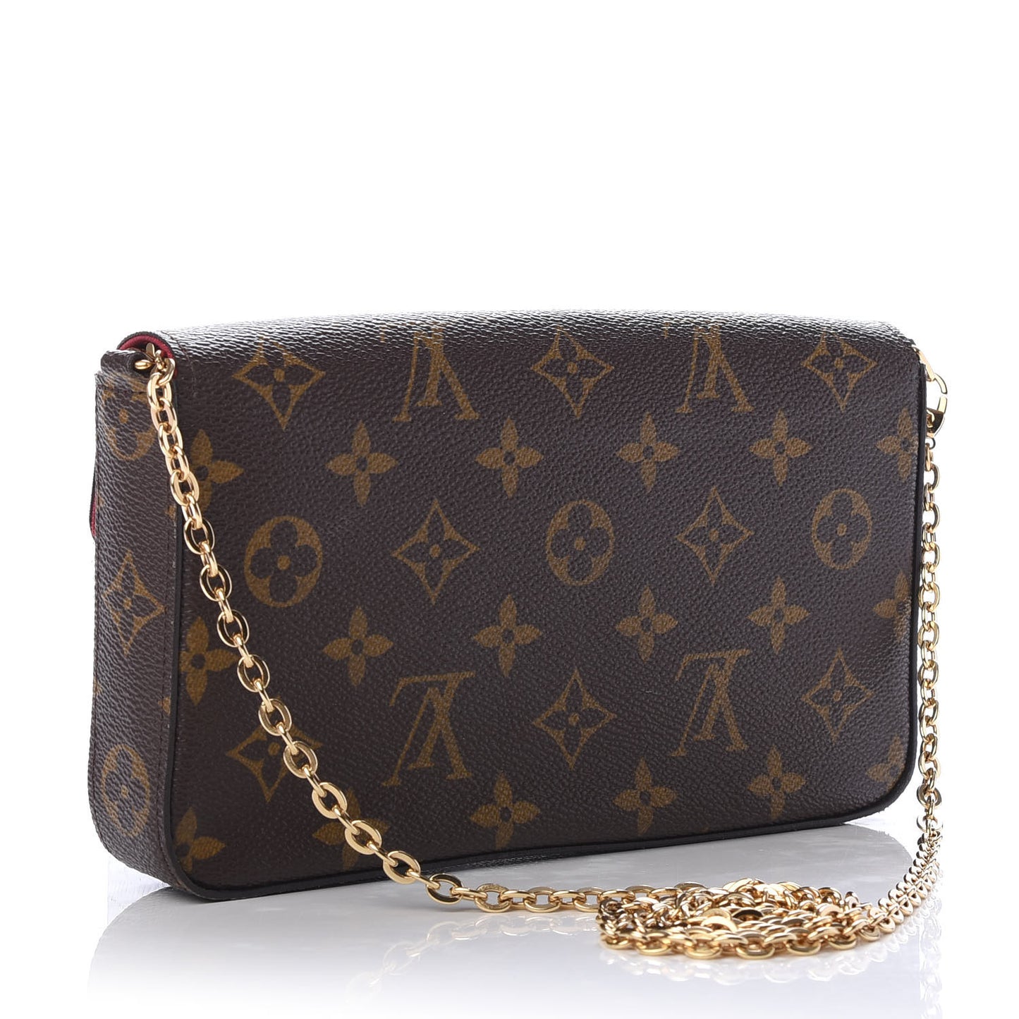 Monogram Pochette Felicie Chain Wallet Fuchsia