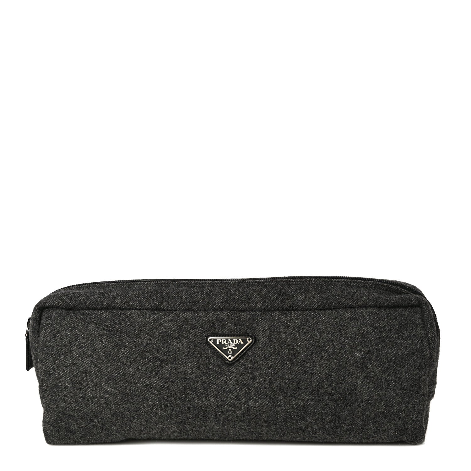Prada Wool Calfskin Pouch Grey 1 of 11