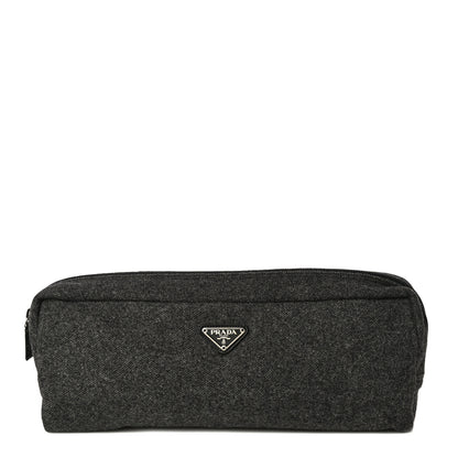 Prada Wool Calfskin Pouch Grey 1 of 11