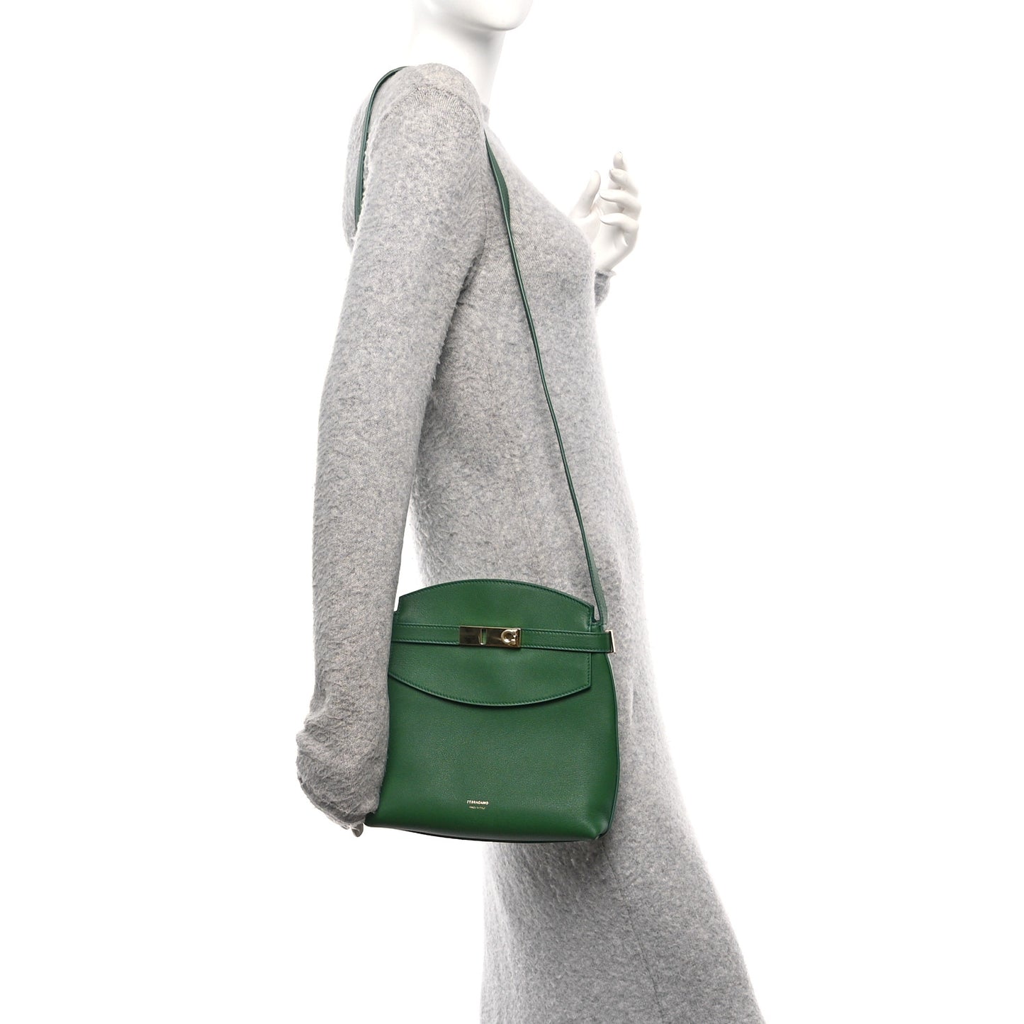Calfskin Small Hug Messenger Bag Forest Green