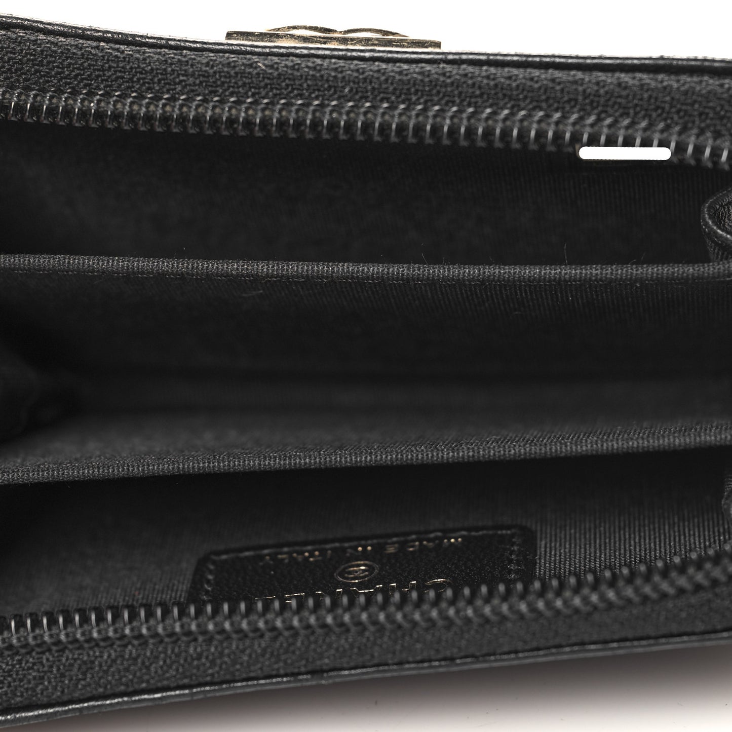Lambskin Quilted Zip Around Boy Coin Purse Wallet Black