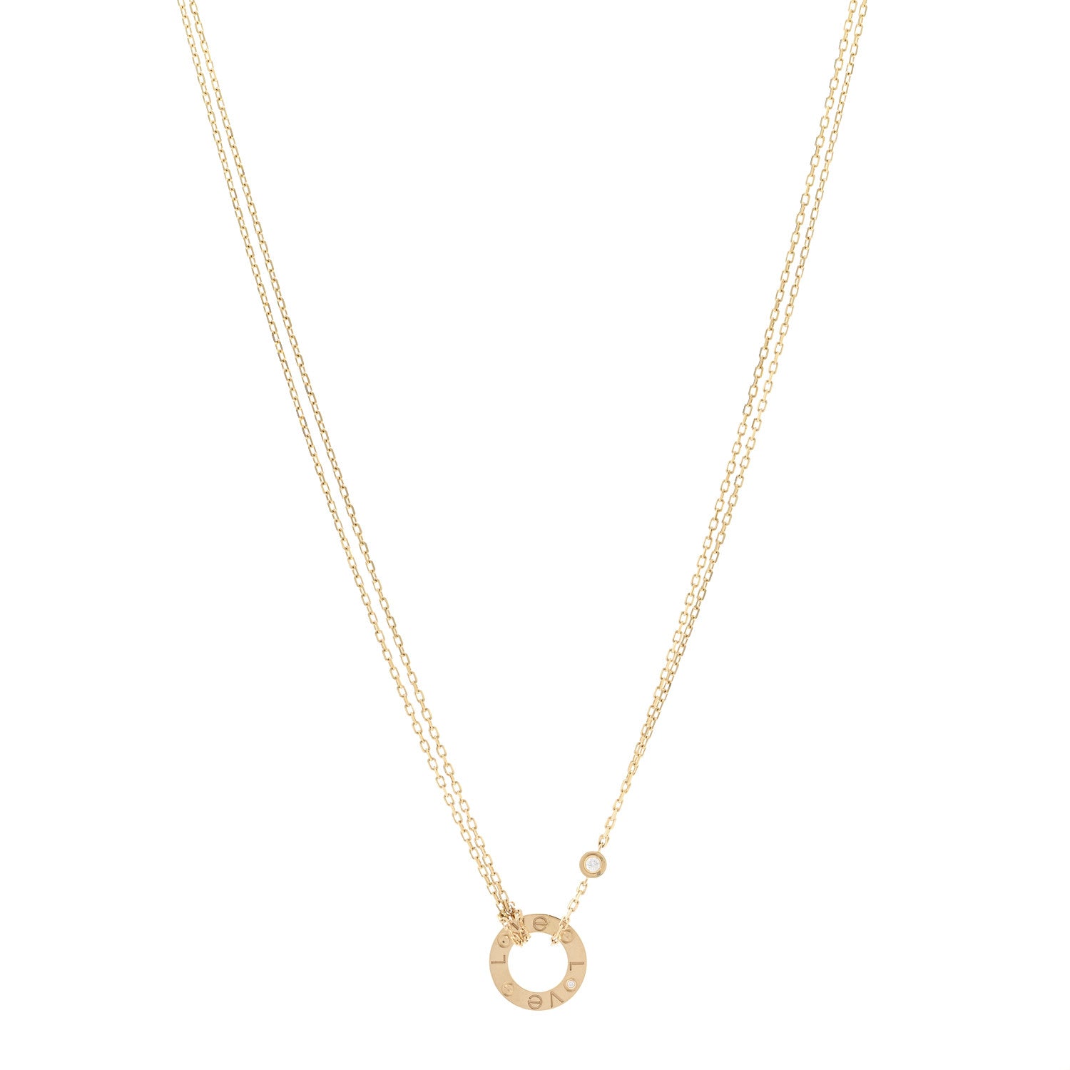 Cartier 18K Yellow Gold 2 Diamond LOVE Necklace 1 of 5