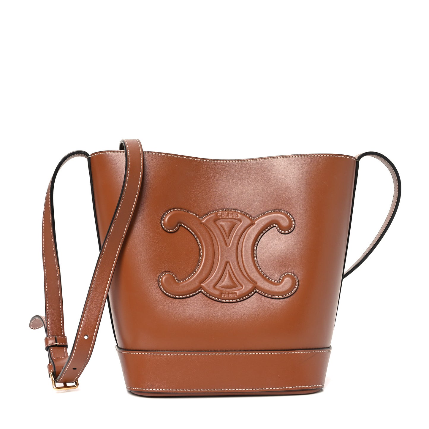 Smooth Calfskin Small Cuir Triomphe Bucket Bag Tan