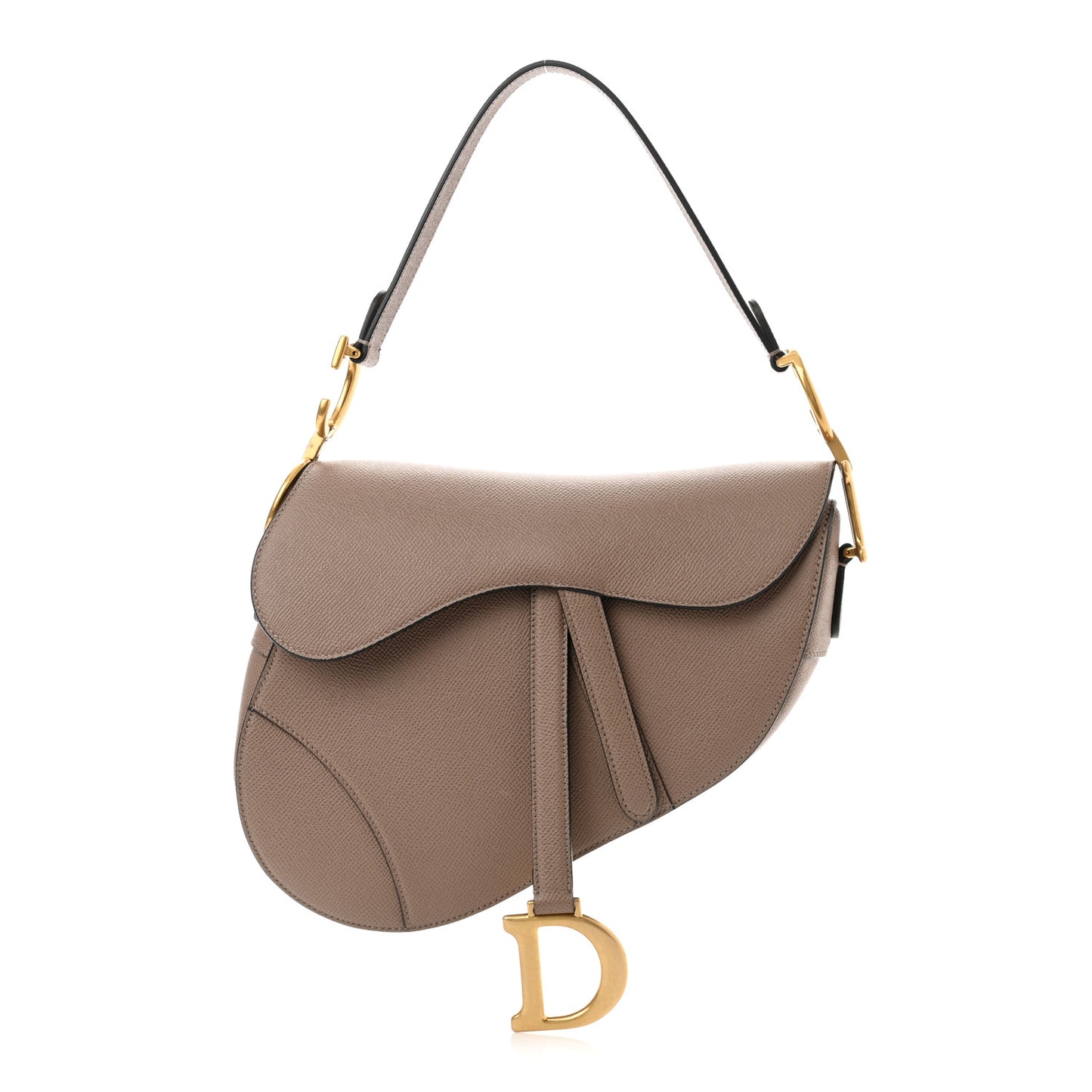 Grained Calfskin Saddle Bag Warm Taupe