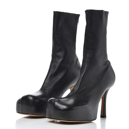 Bottega Veneta Nappa Platform Square Toe Ankle Boots 39 Black 3 of 17