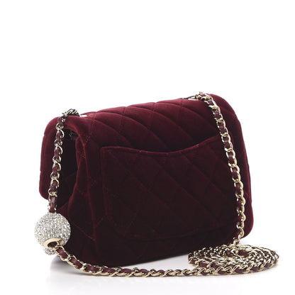 Chanel Velvet Quilted Mini Pearl Crush Flap Burgundy 3 of 11