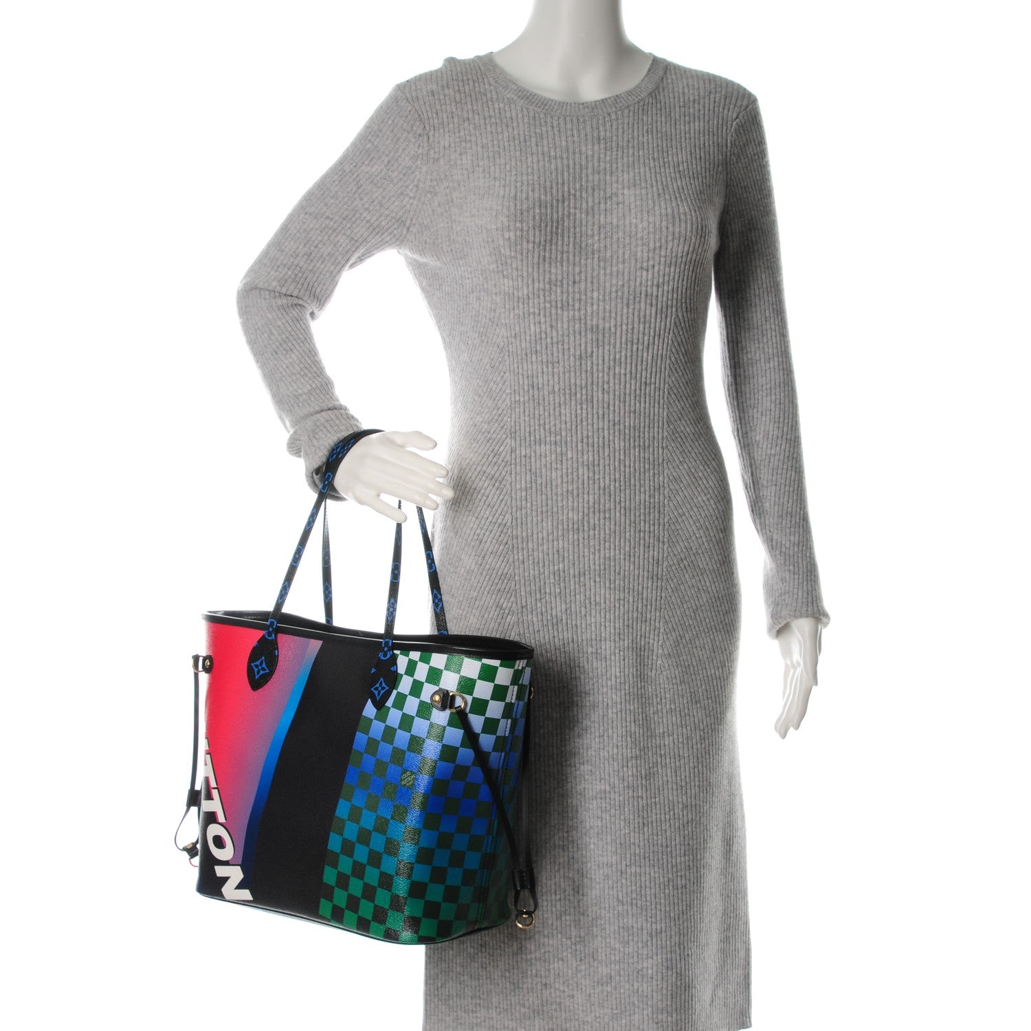 Louis Vuitton Damier Race Neverfull MM Noir Rouge 2 of 8