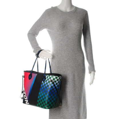 Louis Vuitton Damier Race Neverfull MM Noir Rouge 2 of 8