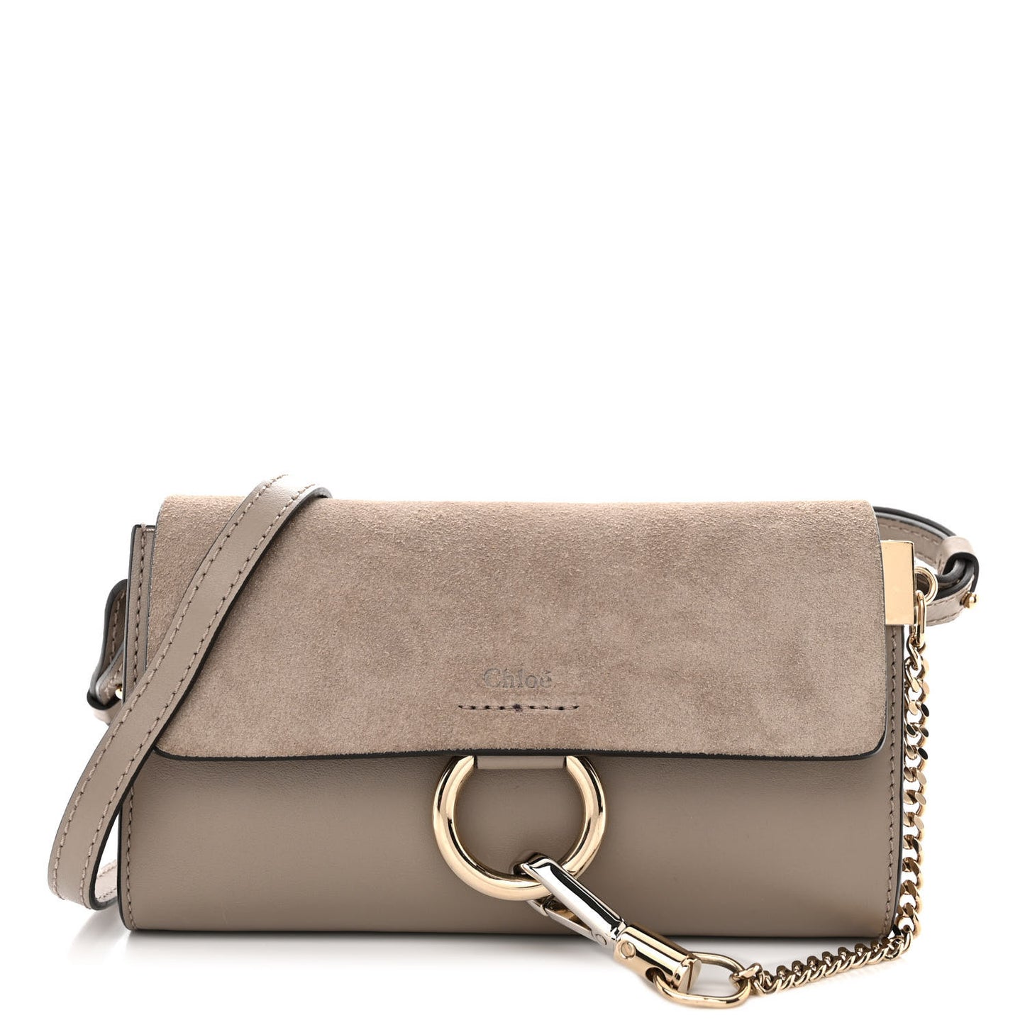 Suede Calfskin Mini Faye Shoulder Bag Motty Grey