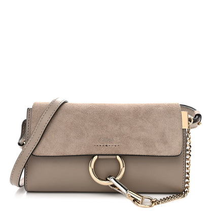 Chloe Suede Calfskin Mini Faye Shoulder Bag Motty Grey 1 of 10