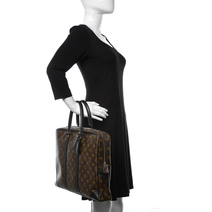 Louis Vuitton Monogram Macassar Porte Documents Voyage Soft Briefcase 2 of 10