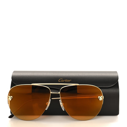 Cartier Santos de Cartier Aviator Sunglasses CT0065S Gold 7 of 7