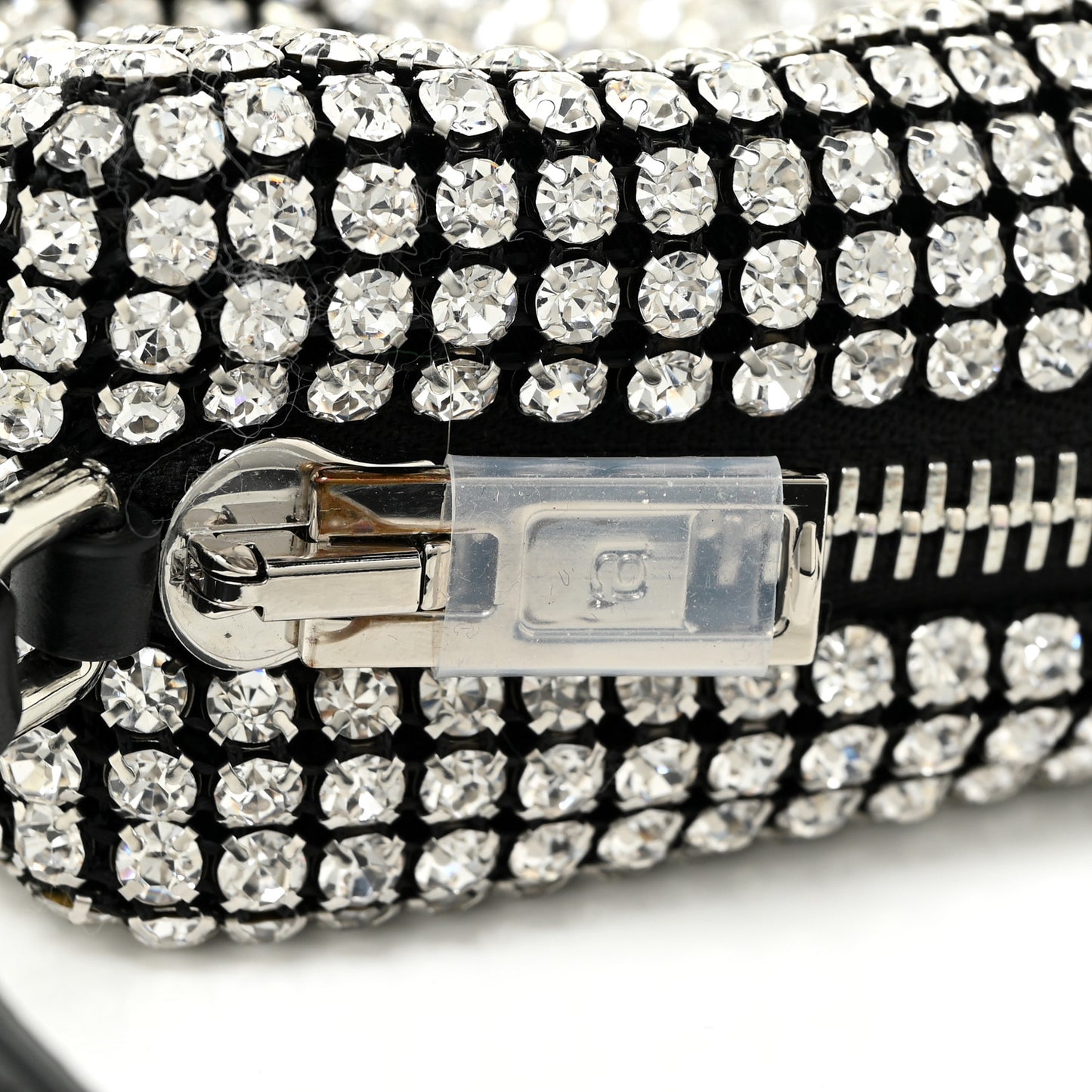 Mesh Crystal Rhinestone Mini Heiress Pouch Black Silver
