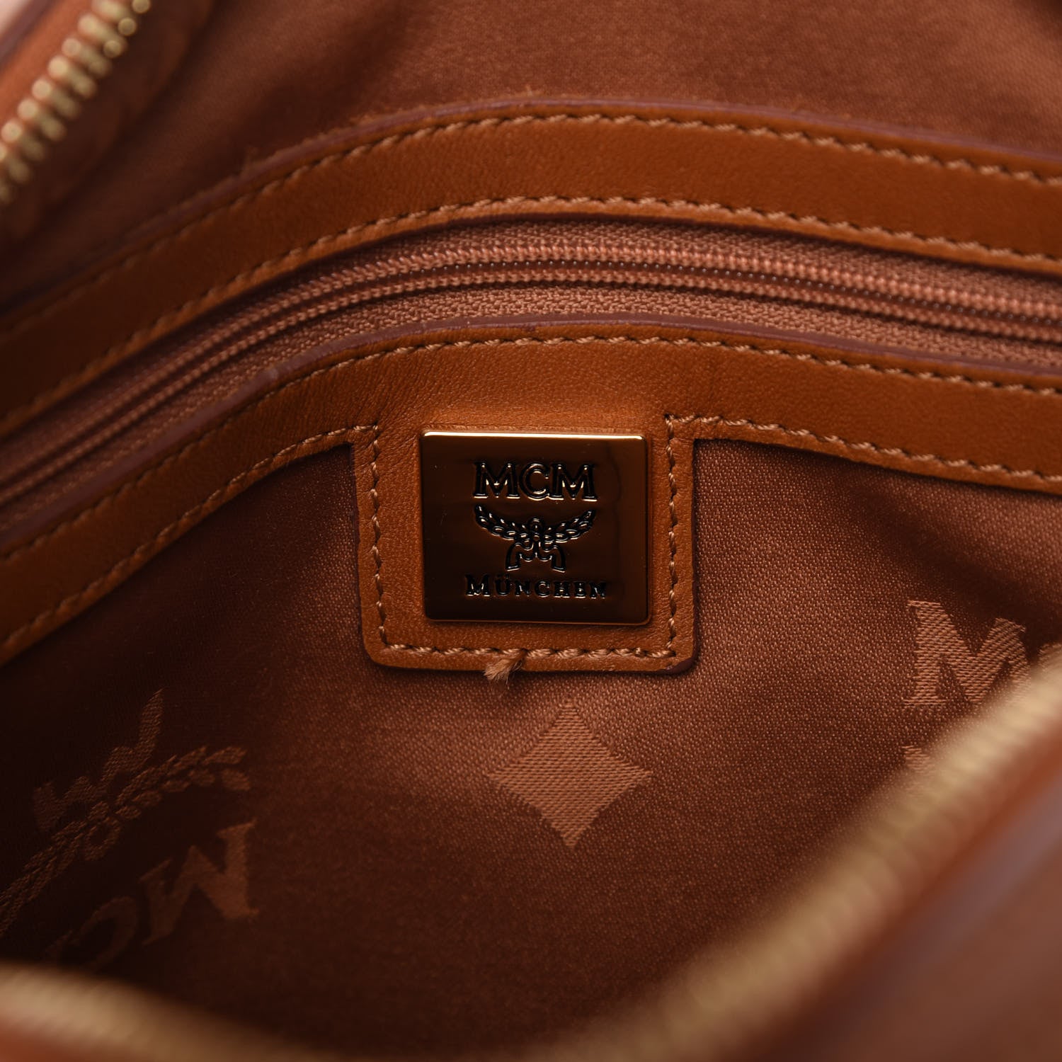 MCM Visetos Mini Boston Bag Cognac 8 of 13