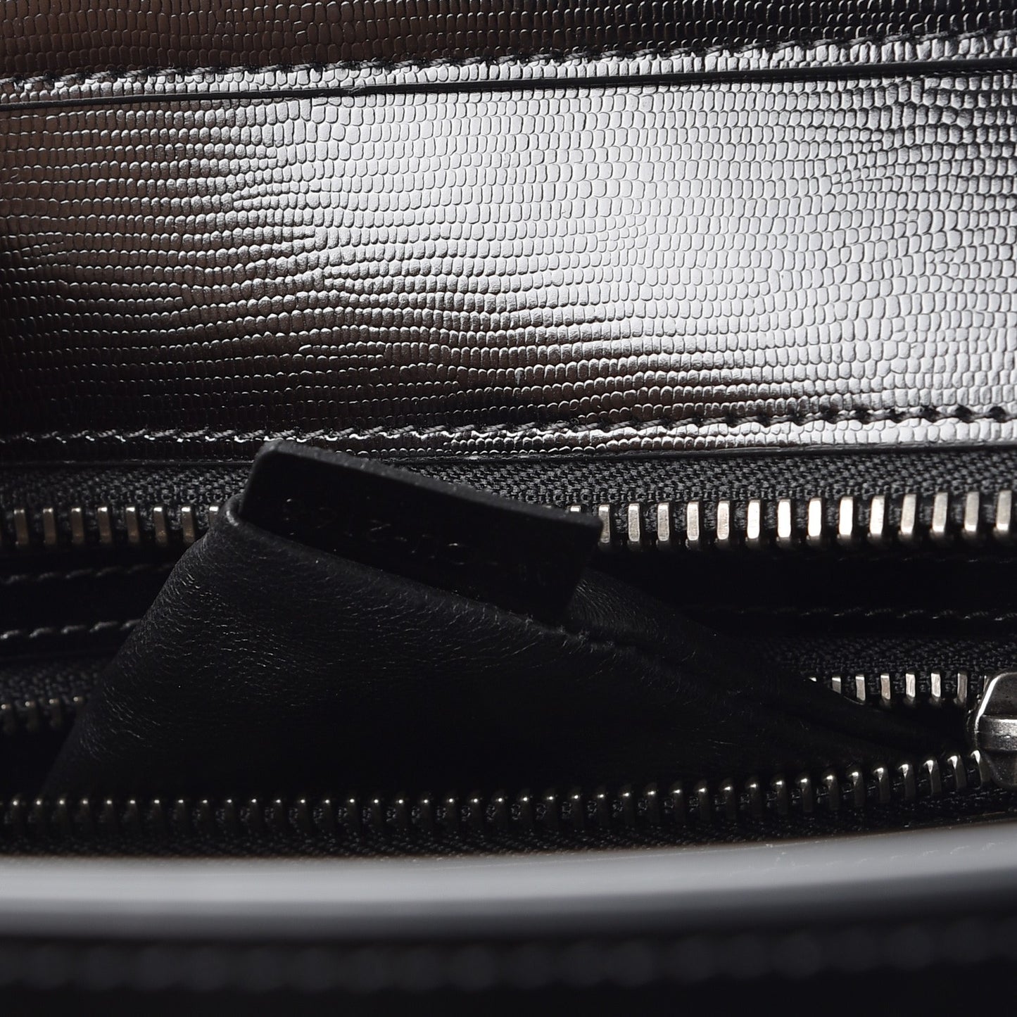 Sleek Calfskin Micro Bi-Color Luggage Black White