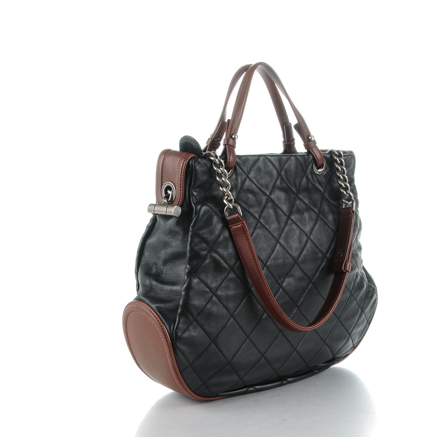 Chanel Iridescent Calfskin Quilted Country Chic Hobo Black 3 of 7
