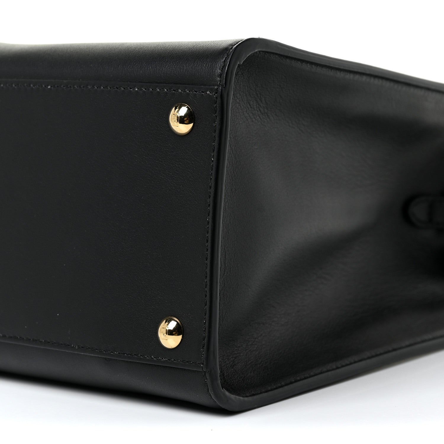 Fendi Vitello Seta Glazed Fabric FF 1974 Medium Peekaboo X-Lite Black Mogano Panna 11 of 13