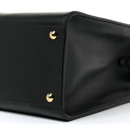 Fendi Vitello Seta Glazed Fabric FF 1974 Medium Peekaboo X-Lite Black Mogano Panna 11 of 13