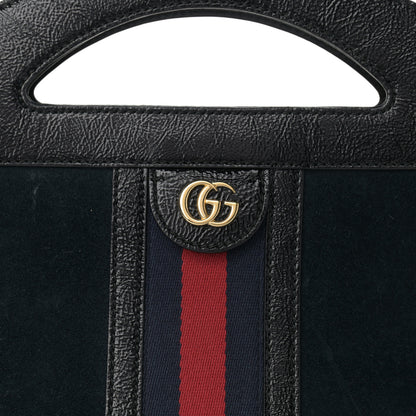 Gucci Suede Patent GG Web Medium Ophidia Top Handle Chain Blue Black 11 of 11