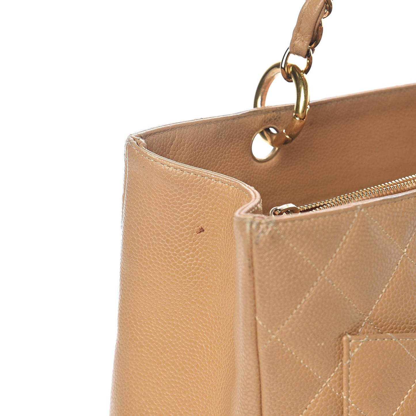 Caviar Quilted Grand Shopping Tote GST Beige