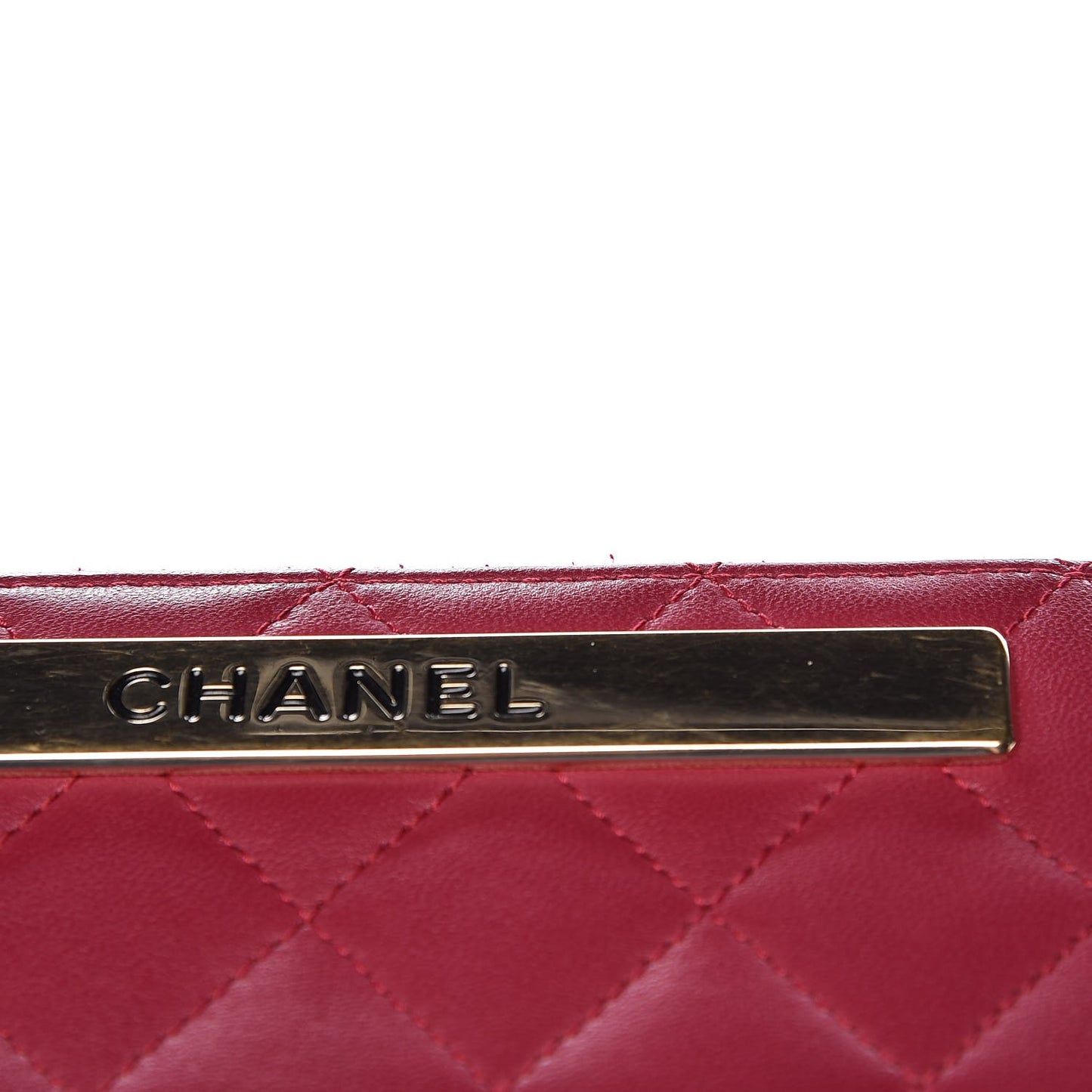 Lambskin Quilted Small Trendy CC Zip Around Wallet Dark Pink