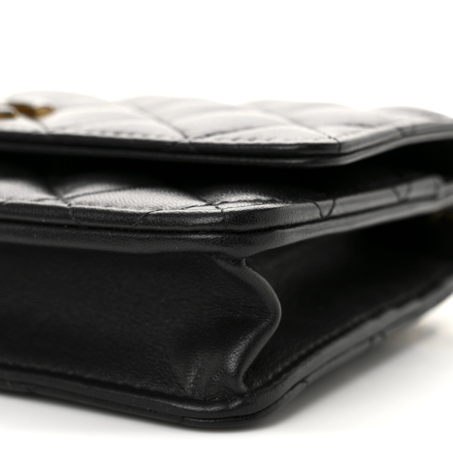 Chanel Shiny Lambskin Quilted Enamel Wallet On Chain WOC Black 11 of 12
