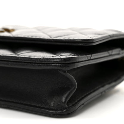 Chanel Shiny Lambskin Quilted Enamel Wallet On Chain WOC Black 11 of 12