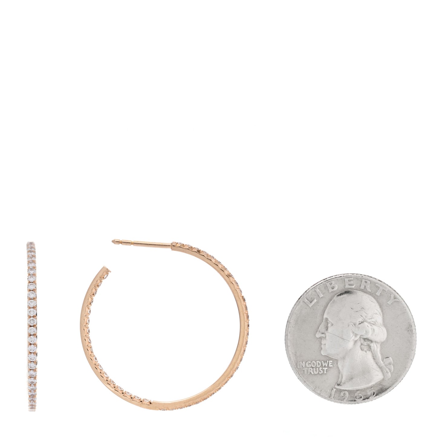 18K Rose Gold Diamond Large Metro Hoop Earrings