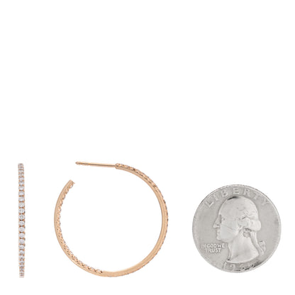 Tiffany 18K Rose Gold Diamond Large Metro Hoop Earrings 2 of 5
