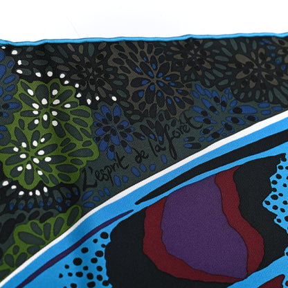 Hermes Silk L'Esprit de la Foret Scarf 90 Bleu Prune Vert 4 of 6