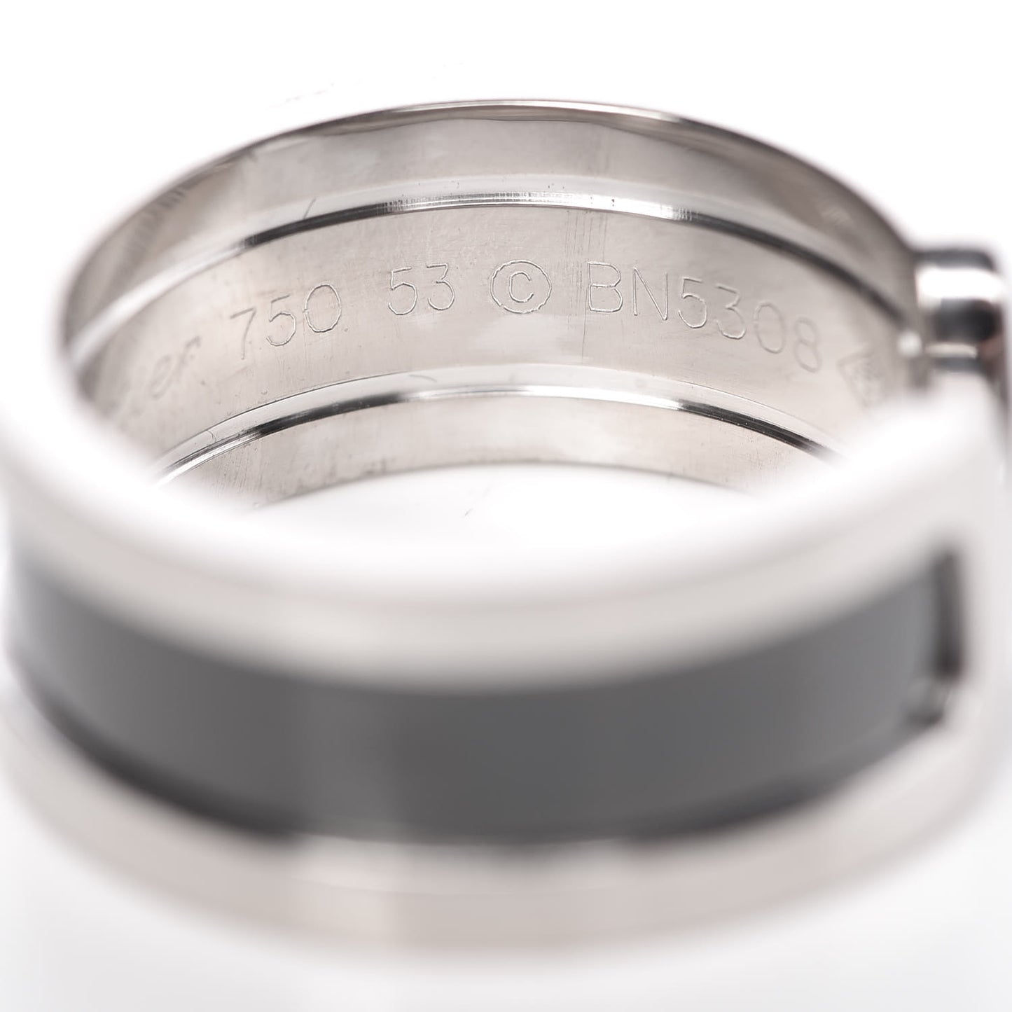 18K White Gold Enamel 8mm C De Ring 53 6.25 Black