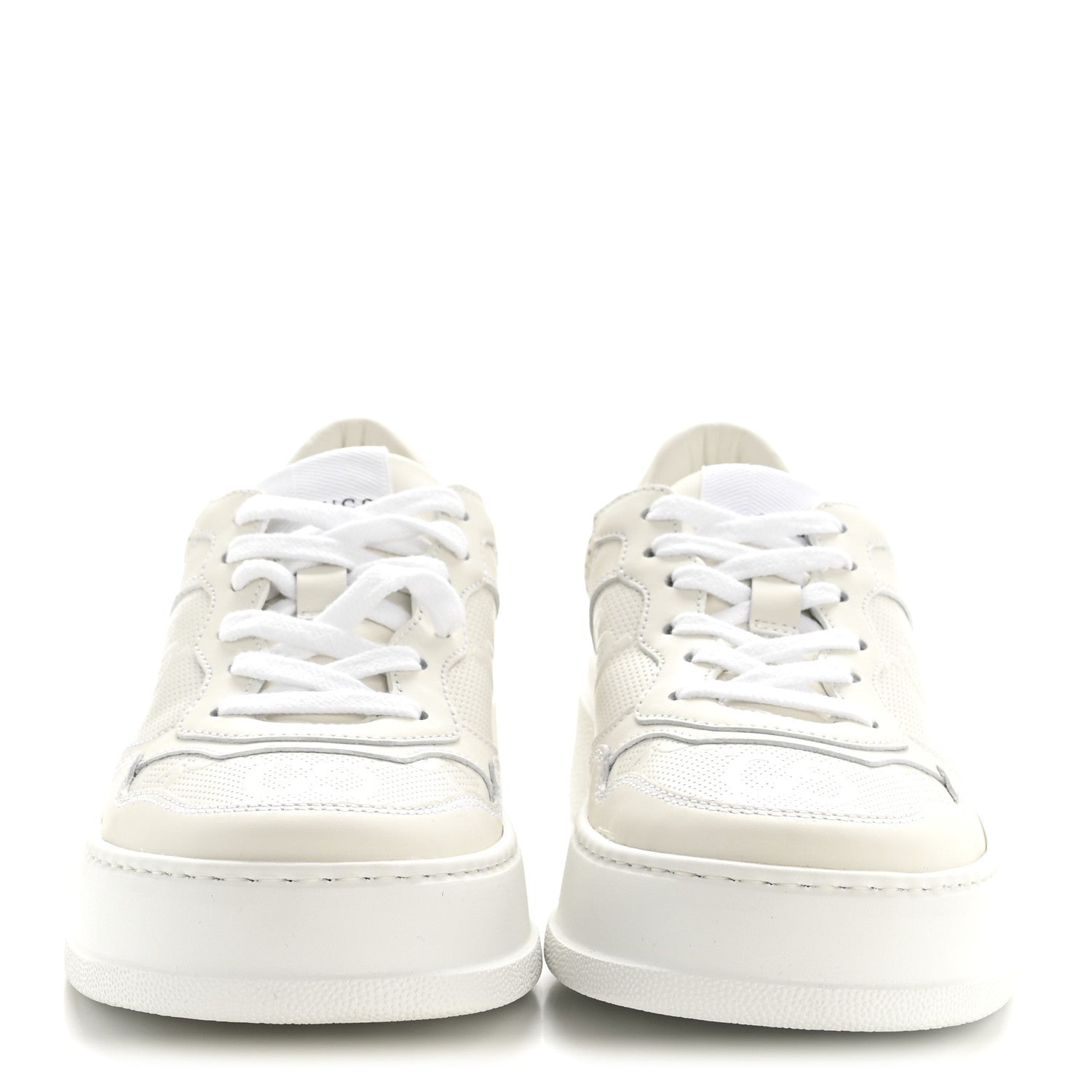Gucci Calfskin GG Tennis Embossed Perforated Womens Platform 55mm Sneakers 37 Great White 3 of 11