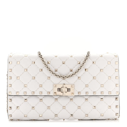 Valentino Garavani Nappa Rockstud Spike Wallet On Chain Optic White 1 of 9