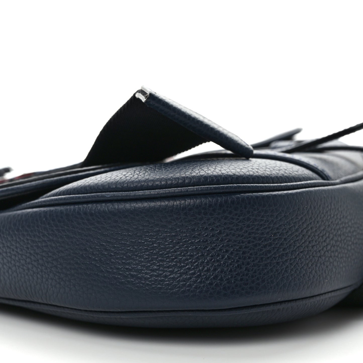 X SHAWN STUSSY Grained Calfskin Ox Head Saddle Bag Navy Blue