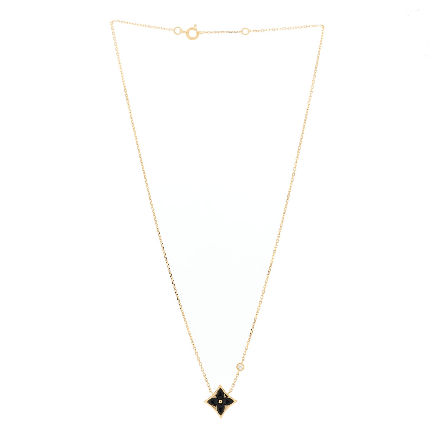 Louis Vuitton 18K Yellow Gold Diamond Black Onyx Color Blossom BB Star Pendant Necklace 3 of 6