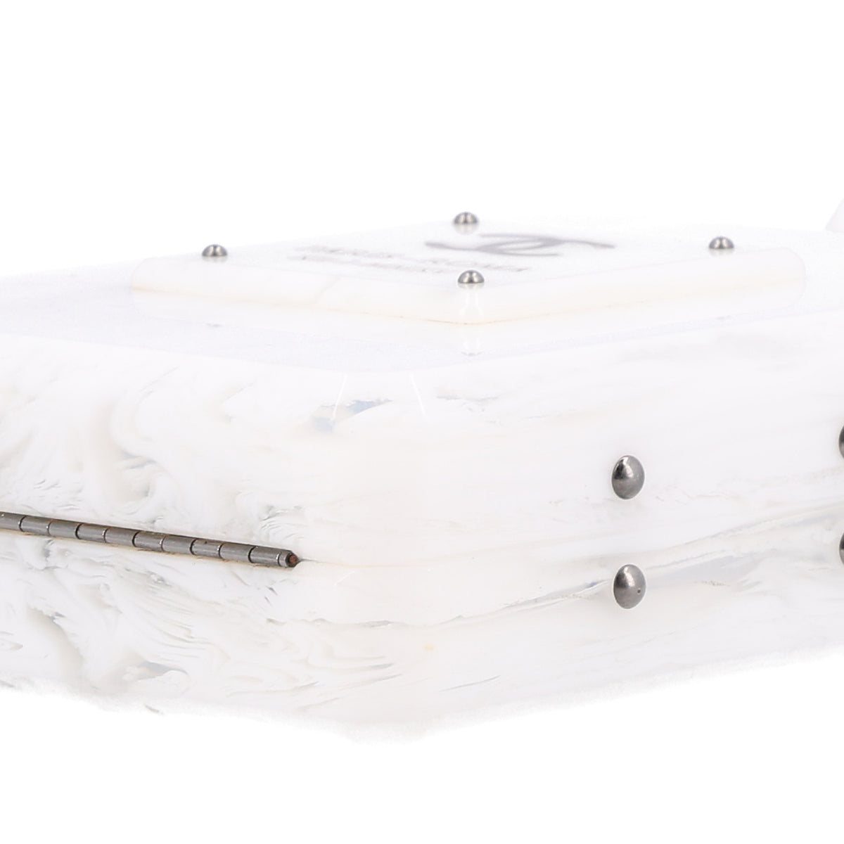 Marbled Plexiglass Buonasera Perfume Bottle Clutch White