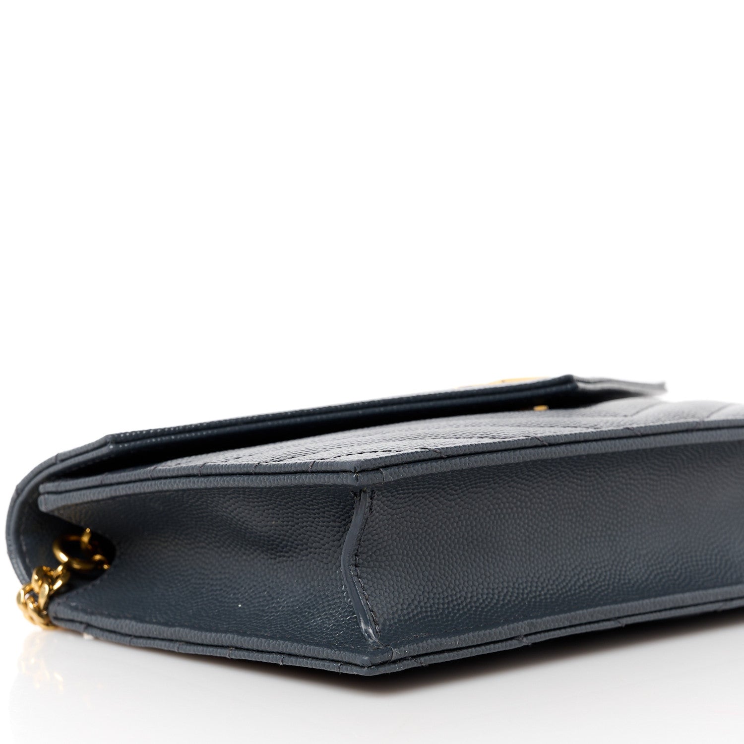 Saint Laurent Grain De Poudre Matelasse Chevron Monogram Chain Wallet Storm 8 of 11