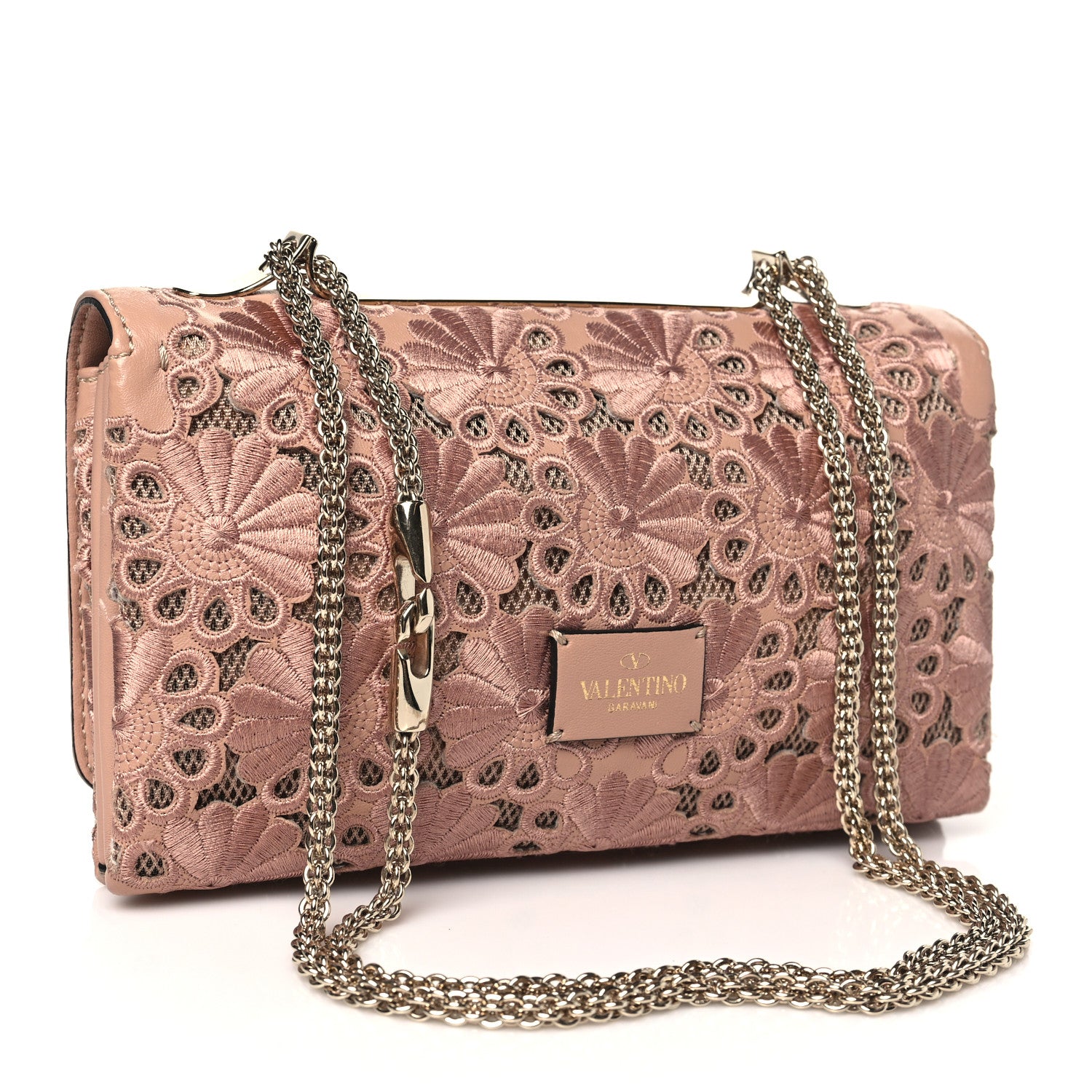 Valentino Garavani Nappa Lace Girello Flap Blush 3 of 9