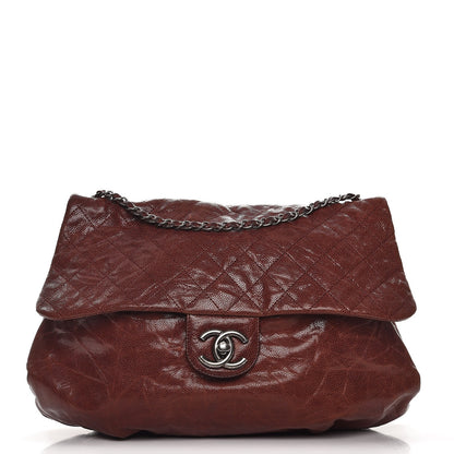 Chanel Grained Calfskin Quilted Maxi Elastic Flap Burgundy 1 of 9